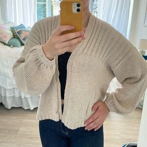 Oversized fit cotton knit cardigan